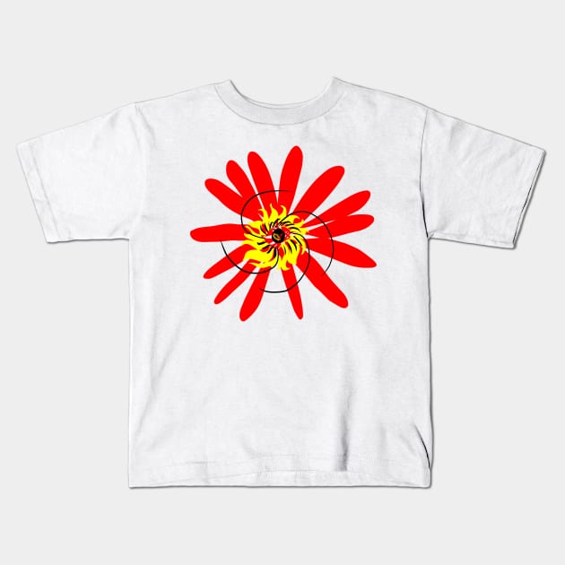 Fire flower abstract sunflower street wear Kids T-Shirt by emilyanime1351